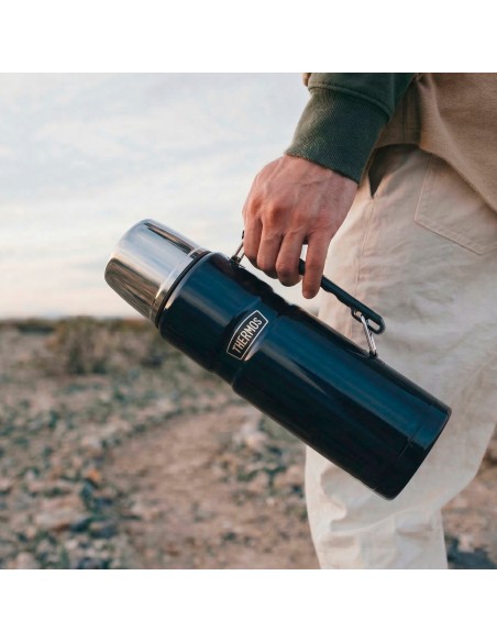 Garrafa térmica Thermos de aço inoxidável 1,2L azul com pega