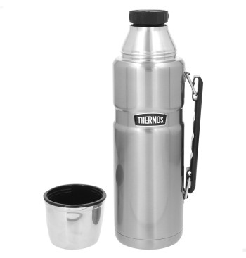 Garrafa térmica Thermos de aço inoxidável 1,2L prateada...