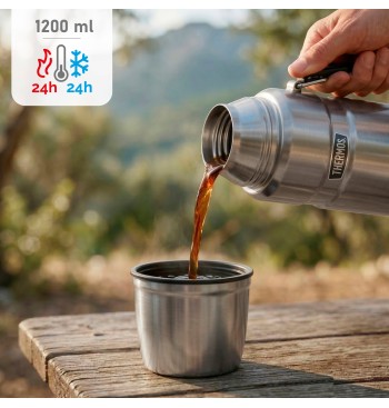 Garrafa térmica Thermos de aço inoxidável 1,2L prateada... 2