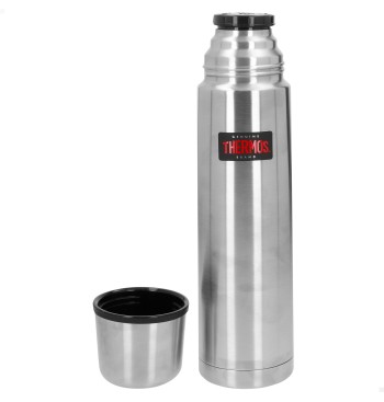 Garrafa térmica Thermos de aço inoxidável 1L prata