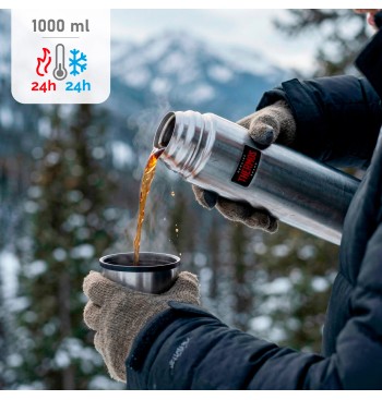 Garrafa térmica Thermos de aço inoxidável 1L prata 2