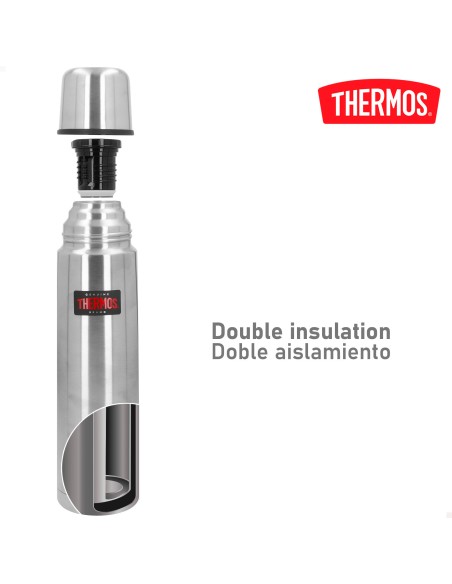 Garrafa térmica Thermos de aço inoxidável 1L prata