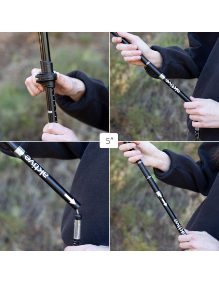 Bastão de trekking ultraleve, extensível e dobrável, de 107 a 125 cm