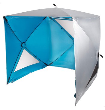 Paravientos y carpa de playa Pop Up azul 165x165x183 cm
