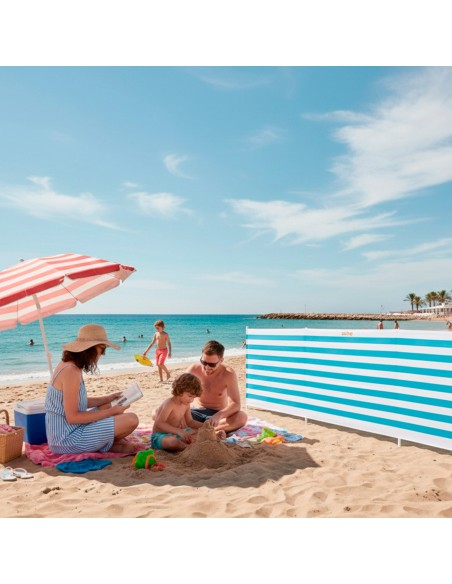 Quebra-vento de praia com listras náuticas 480x100 cm UV30