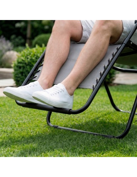 Cadeira dobrável de jardim com gravidade zero 52x68x104 cm cinzenta 2 posições