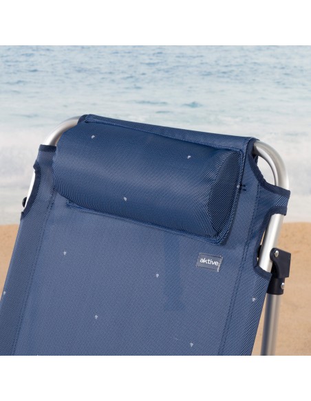 Pack de 2 cadeiras de praia multiposição XL baixas 51x45x76 cm azul marinho