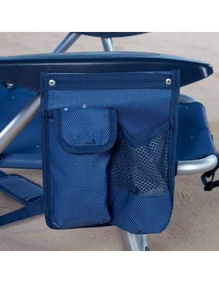 Pack de 2 cadeiras de praia multiposição XL baixas 51x45x76 cm azul marinho