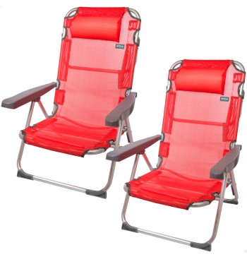 Pack de 2 cadeiras de praia baixas multiposições 48x60x90...