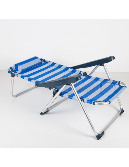 Pack 2 cadeiras de praia multiposições 48x60x90 cm riscas de marinheiro