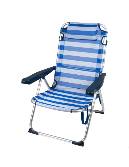 Pack 2 cadeiras de praia multiposições 48x60x90 cm riscas de marinheiro