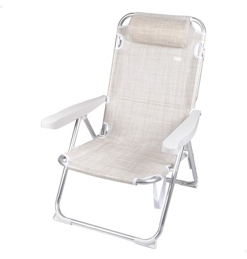 Pack 2 cadeiras de praia multiposições 48x60x90 cm bege 2