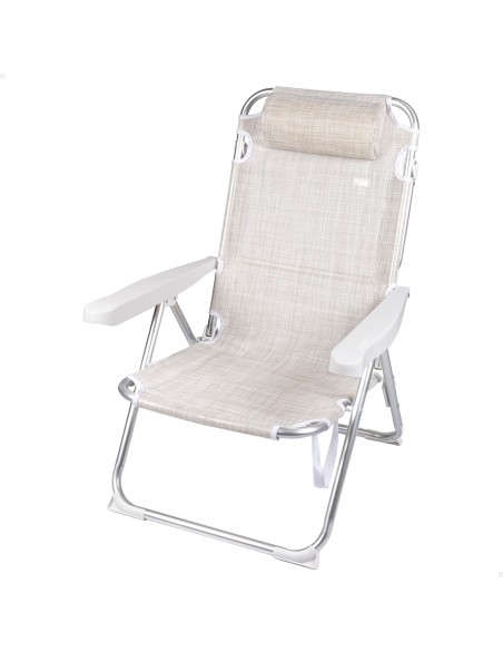 Pack 2 cadeiras de praia multiposições 48x60x90 cm bege