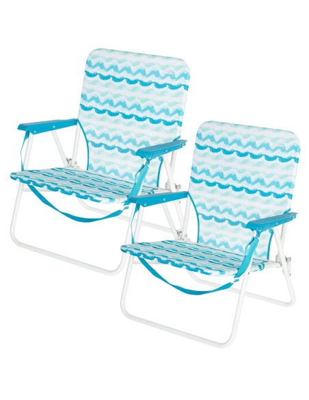 Pack 2 Cadeiras de praia baixas fixas 45x40x70 cm ondas