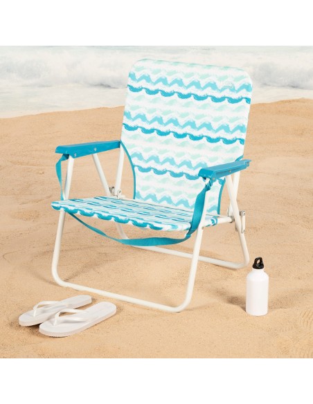 Pack 2 Cadeiras de praia baixas fixas 45x40x70 cm ondas