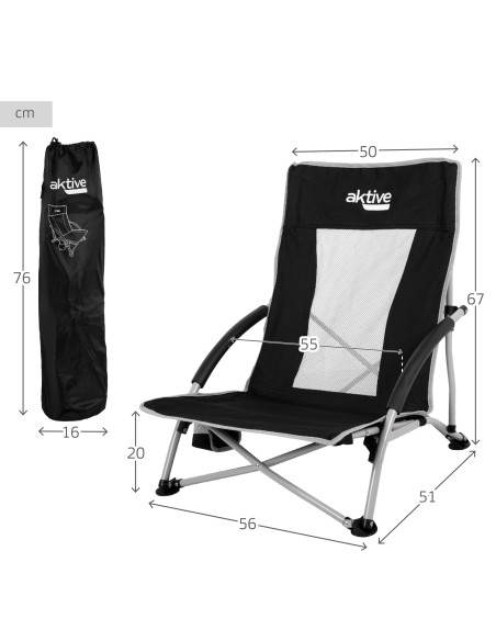 Pack de 4 cadeiras dobráveis baixas 50x51x67 cm preto