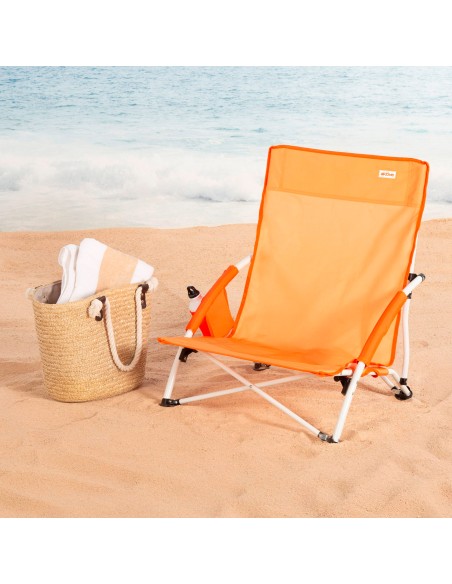 Cadeira de praia dobrável com bolso lateral laranja 50x49x66 cm