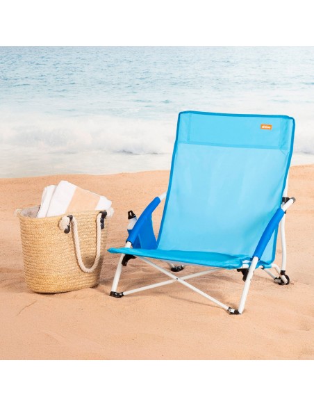Aktive Beach Cadeira de Praia Dobrável Azul 50x49x66 cm
