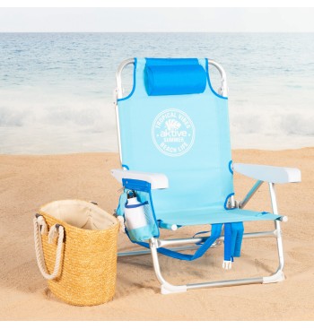 Silla playa multiposición 50x554x80 cm azul 2