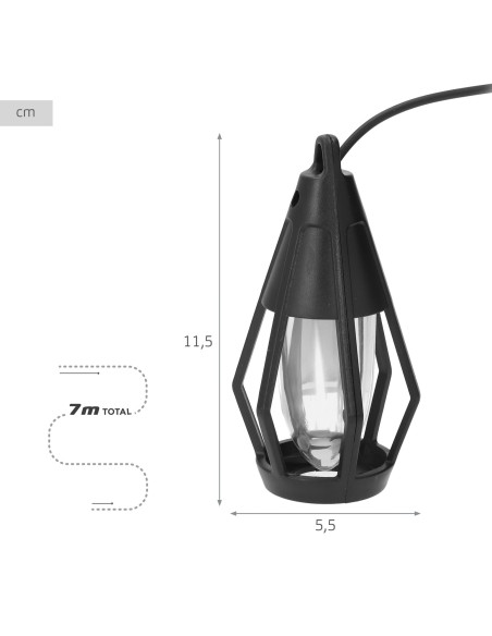 Cordão de luzes LED com 10 unidades, 7 metros de comprimento