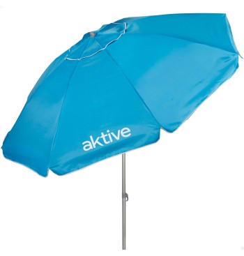 Guarda-sol de praia antivento com 8 varetas, 240 cm, azul