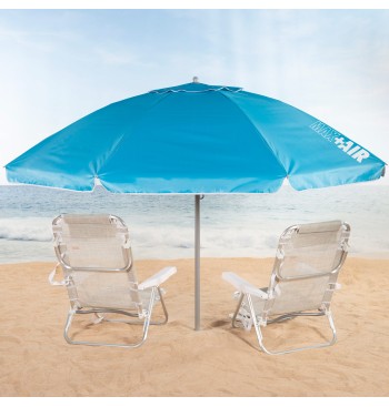 Guarda-sol de praia antivento com 8 varetas, 240 cm, azul 2