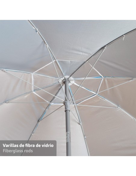 Guarda-sol de praia antivento com 8 varetas, 240 cm, azul