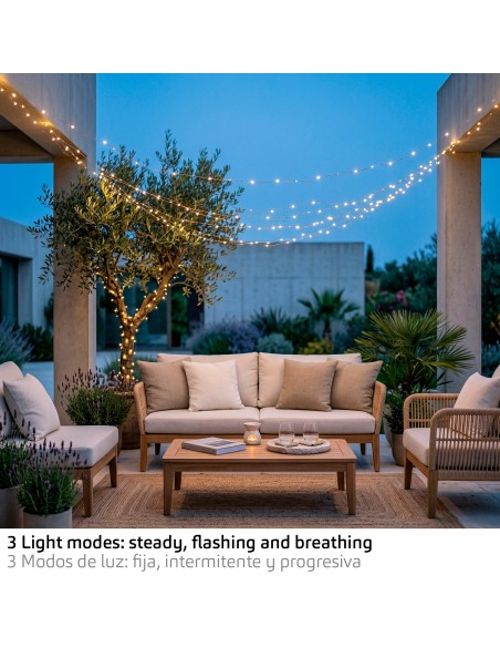 Lâmpada de LED para camping e guirlanda de 10 metros com 200 lúmens