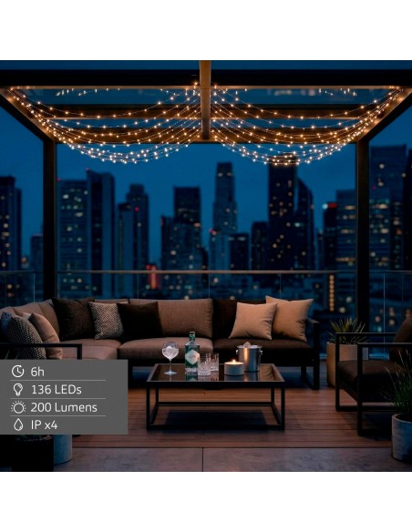 Lâmpada de LED para camping e guirlanda de 10 metros com 200 lúmens