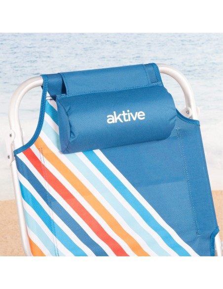 Cadeira de praia multicolor com bolsos e alças de transporte 50x55x80 cm