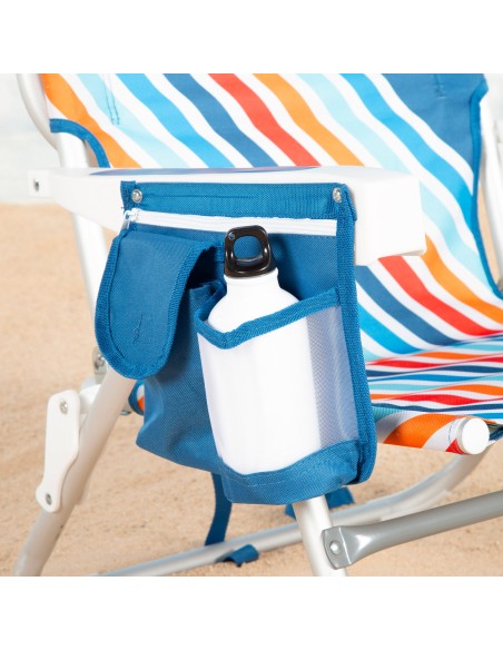 Cadeira de praia multicolor com bolsos e alças de transporte 50x55x80 cm