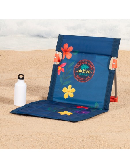 Esteira de praia com encosto amovível e estampado
