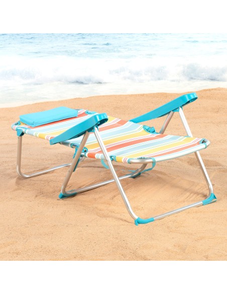 Pack de 2 cadeiras de praia multiposições 48x60x90 cm com riscas coloridas