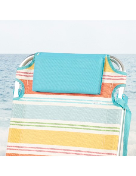 Pack de 2 cadeiras de praia multiposições 48x60x90 cm com riscas coloridas
