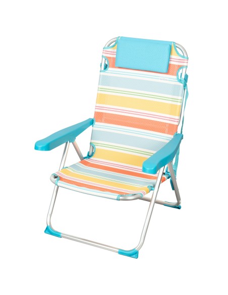 Pack de 2 cadeiras de praia multiposições 48x60x90 cm com riscas coloridas
