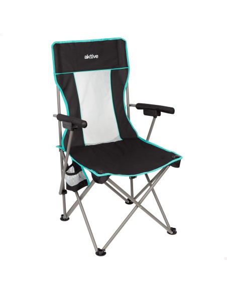 Pack de 2 cadeiras de campismo dobráveis de luxo 48x48x102 cm com encosto em rede
