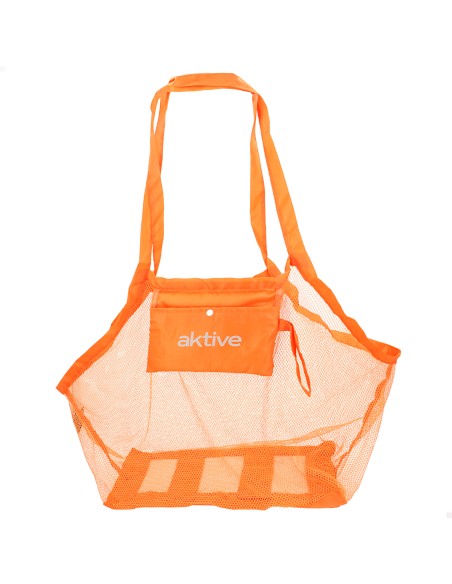 Bolsa de praia dobrável em rede 45x30x45 cm laranja