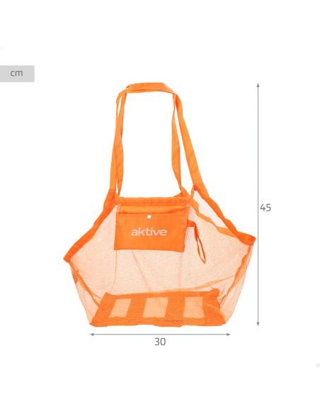Bolsa de praia dobrável em rede 45x30x45 cm laranja