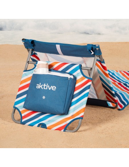 Tapete de praia reclinável multicolorido com cooler