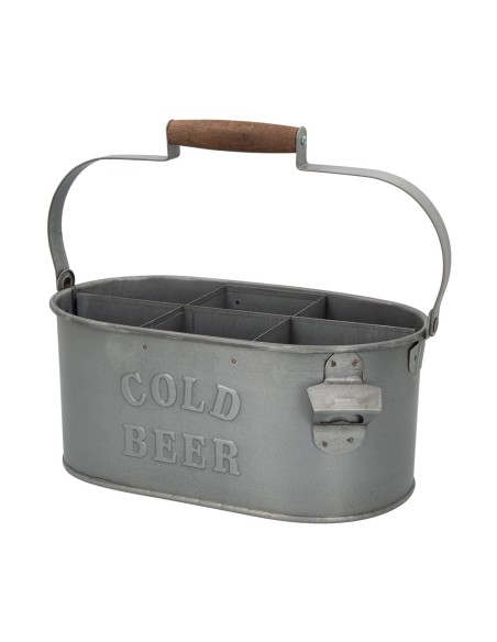Porta bebidas para 6 garrafas com abridor de design antigo