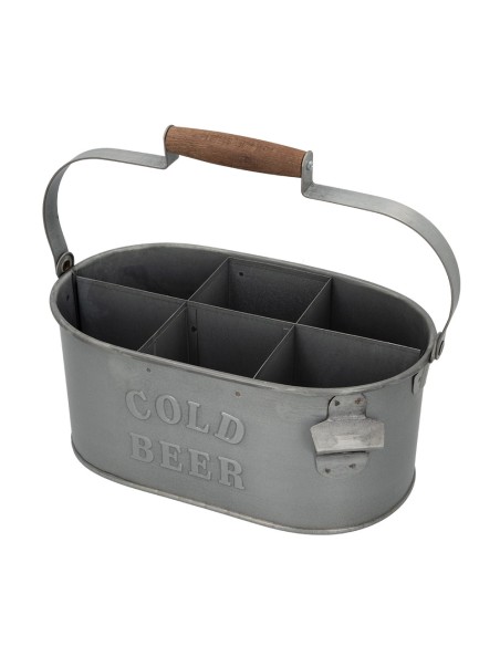 Porta bebidas para 6 garrafas com abridor de design antigo