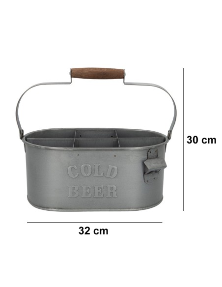 Porta bebidas para 6 garrafas com abridor de design antigo