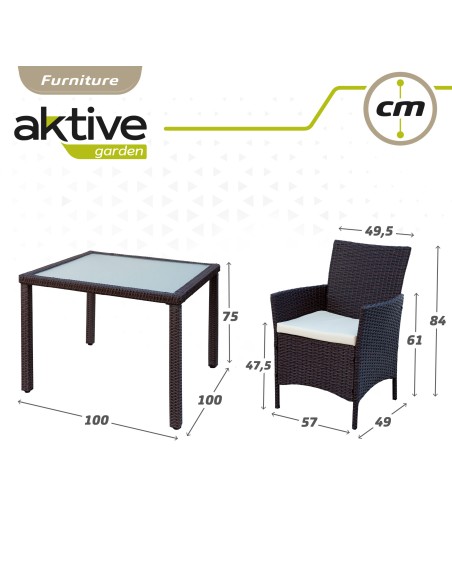 Conjunto grande de mesa de jardim de vime e 4 cadeiras