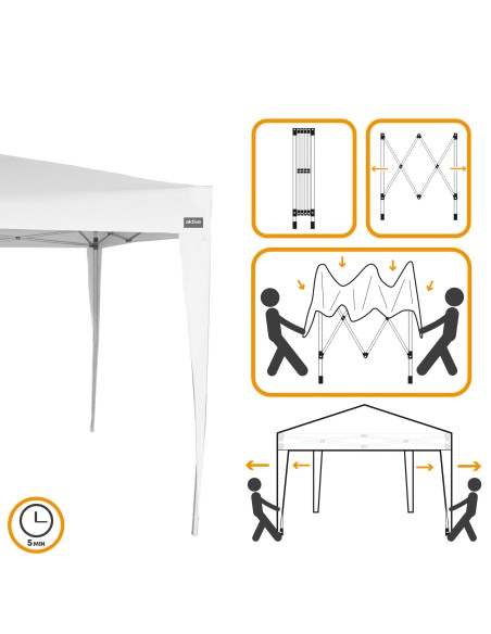 Gazebo dobrável ajustável em altura 300x300x240/250 cm branco