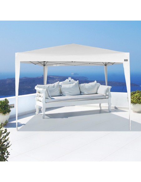 Gazebo dobrável ajustável em altura 300x300x240/250 cm branco