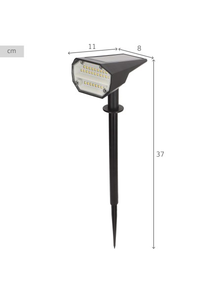 Farol solar LED luz quente com 2 intensidades 5-10 lumens