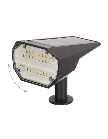 Farol solar LED luz quente com 2 intensidades 5-10 lumens
