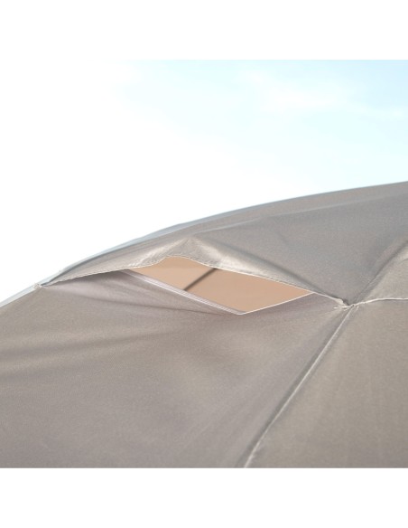 Guarda-sol de praia, 10 varetas, 220 cm, cinza, inclinável, UV50