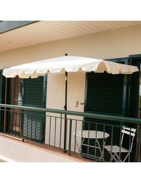 Guarda-sol retangular basculante 200x125 cm cor creme
