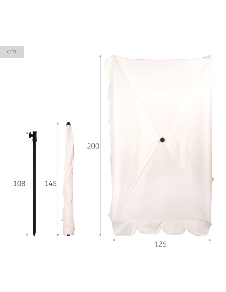 Guarda-sol retangular basculante 200x125 cm cor creme